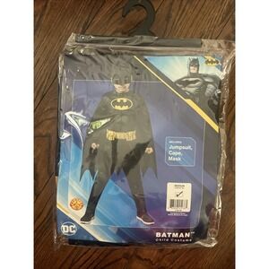 DC Batman Child Costume Jumpsuit, Cape, Mask Size Med 8-10 New Original Package